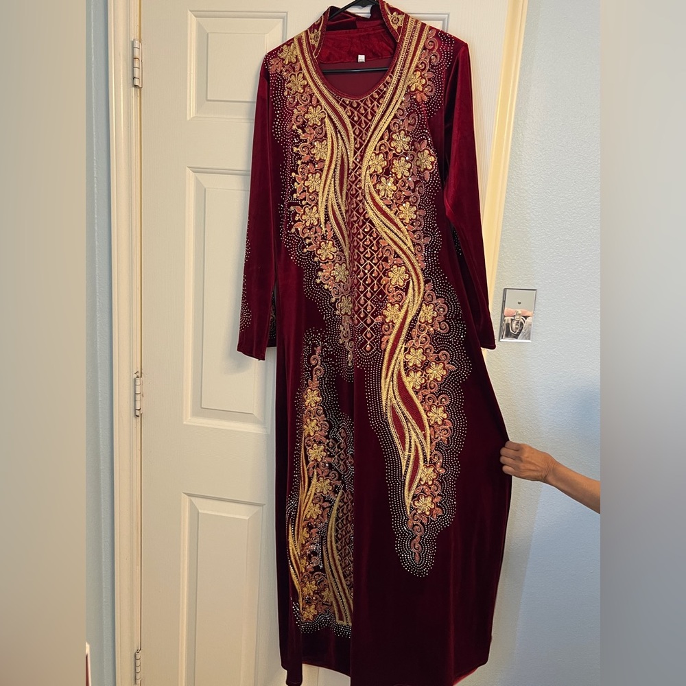 Moroccan Red Embroidered Kaftan
